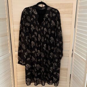 Lane Bryant Black and Gray Floral Dress